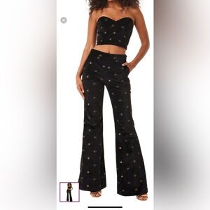 MISA velvet evil eye wide leg pants